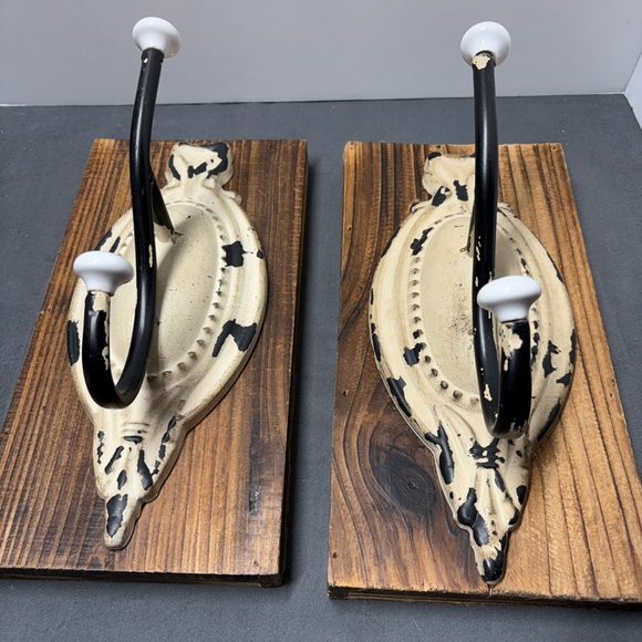 Rustic Wall Hooks with Black and Cream Accents - Picture 1 of 2